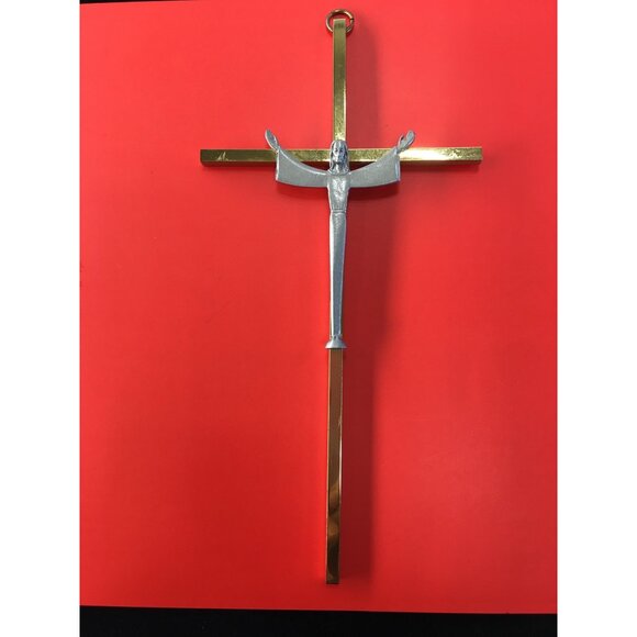 Vintage Mid Century Crucifix Jesus On Cross Metal Wall Hanging Decor 8.5'' Tall - Picture 9 of 14